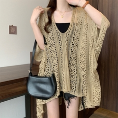 [A419] Áo LƯỚI len dệt kim CHOÀNG ĐUÔI CÁ TAY CÁNH DƠI phom rộng phối rút eo đi biển cá tính - L2M (New)