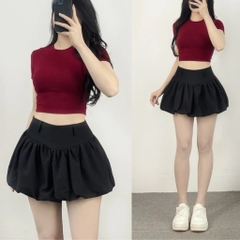 [Q084] Chân váy XÒE CHUN KIỂU BÍ phối DÂY KÉO có lót trong dáng ngắn xinh xắn - L2M (New)