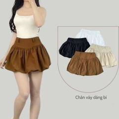 [Q084] Chân váy XÒE CHUN KIỂU BÍ phối DÂY KÉO có lót trong dáng ngắn xinh xắn - L2M (New)