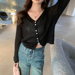 [A421] Áo khoác len nữ Cardigan PHỐI NÚT ĐÔI tay dài mỏng nhẹ mặc 2 kiểu dễ phối đồ - L2M (New)