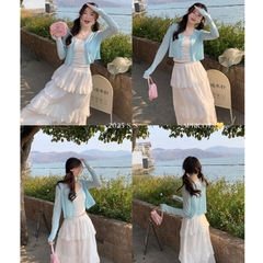 [A421] Áo khoác len nữ Cardigan PHỐI NÚT ĐÔI tay dài mỏng nhẹ mặc 2 kiểu dễ phối đồ - L2M (New)