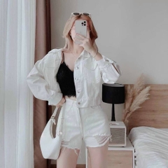 [Q085] Quần short nữ lưng cao kiểu RÁCH LAI hình TAM GIÁC cá tính năng động dễ phối đồ - L2M