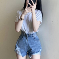[Q085] Quần short nữ lưng cao kiểu RÁCH LAI hình TAM GIÁC cá tính năng động dễ phối đồ - L2M