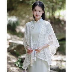 [A422] Áo LƯỚI len dệt kim CHOÀNG PHỐI TUA phom rộng mặc ngoài đi biển vintage dịu dàng - L2M