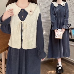 [A352] Áo len Montoghi dệt kim GILE PHỐI DÂY THẮT thiết kế 2 kiểu họa tiết phối nhau xinh xắn - L2M