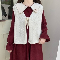 [A352] Áo len Montoghi dệt kim GILE PHỐI DÂY THẮT thiết kế 2 kiểu họa tiết phối nhau xinh xắn - L2M