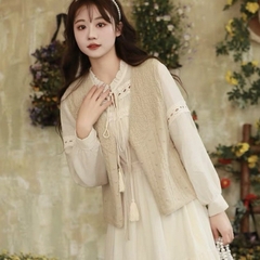 [A352] Áo len Montoghi dệt kim GILE PHỐI DÂY THẮT thiết kế 2 kiểu họa tiết phối nhau xinh xắn - L2M