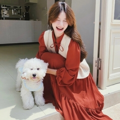 [A352] Áo len Montoghi dệt kim GILE PHỐI DÂY THẮT thiết kế 2 kiểu họa tiết phối nhau xinh xắn - L2M