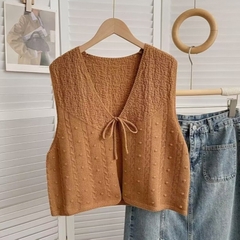 [A352] Áo len Montoghi dệt kim GILE PHỐI DÂY THẮT thiết kế 2 kiểu họa tiết phối nhau xinh xắn - L2M