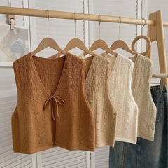 [A352] Áo len Montoghi dệt kim GILE PHỐI DÂY THẮT thiết kế 2 kiểu họa tiết phối nhau xinh xắn - L2M