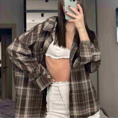 [A424] Áo khoác KATE kẻ caro PHOM RỘNG có túi dày dặn chống nắng hot trend hàng loại 1 - L2M