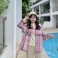 [A424] Áo khoác KATE kẻ caro PHOM RỘNG có túi dày dặn chống nắng hot trend hàng loại 1 - L2M