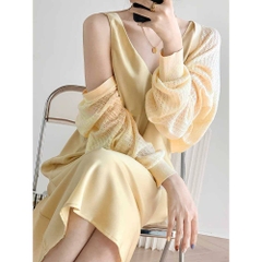 [A426] Áo khoác len lưới mỏng TAY BO RỘNG chống nắng thời trang hè phong cách Hàn Quốc - L2M