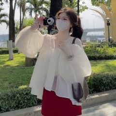 [A428] SET (2 MÓN) áo kiểu nữ BABYDOLL voan tơ MỎNG NHẸ tặng kèm lót trong xinh xắn - L2M (New)