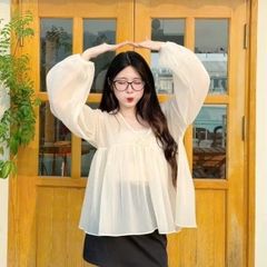 [A428] SET (2 MÓN) áo kiểu nữ BABYDOLL voan tơ MỎNG NHẸ tặng kèm lót trong xinh xắn - L2M (New)