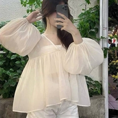 [A428] SET (2 MÓN) áo kiểu nữ BABYDOLL voan tơ MỎNG NHẸ tặng kèm lót trong xinh xắn - L2M (New)