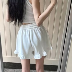 [Q087] Quần short nữ THUN GÂN phối ĐÙI BÈO lưng thun phối dây co giãn kiểu dáng năng động - L2M (New)