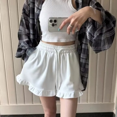 [Q087] Quần short nữ THUN GÂN phối ĐÙI BÈO lưng thun phối dây co giãn kiểu dáng năng động - L2M (New)