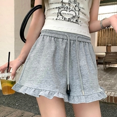 [Q087] Quần short nữ THUN GÂN phối ĐÙI BÈO lưng thun phối dây co giãn kiểu dáng năng động - L2M (New)