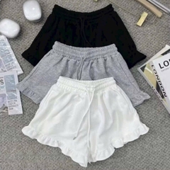 [Q087] Quần short nữ THUN GÂN phối ĐÙI BÈO lưng thun phối dây co giãn kiểu dáng năng động - L2M (New)