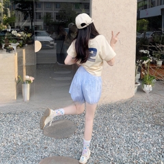 [Q086] Quần short nữ ĐŨI KẺ SỌC lưng thun phối KHOEN EO co giãn kiểu dáng năng động - L2M (New)