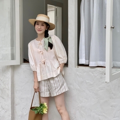 [Q086] Quần short nữ ĐŨI KẺ SỌC lưng thun phối KHOEN EO co giãn kiểu dáng năng động - L2M (New)