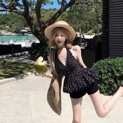 [A430] Áo kiểu nữ CỔ YẾM CHẤM BI có mút vạt xòe phối lưng chun tôn dáng xinh xắn hot trend - L2M (New)