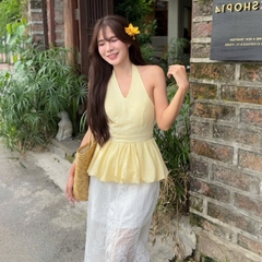 [A431] Áo kiểu nữ CỔ YẾM MÀU TRƠN có mút vạt xòe phối lưng chun tôn dáng xinh xắn hot trend - L2M (New)