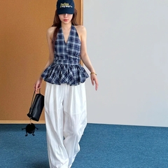 [A432] Áo kiểu nữ CỔ YẾM KẺ CARO có mút vạt xòe phối lưng chun tôn dáng xinh xắn hot trend - L2M (New)