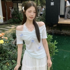 [A438] Áo len kiểu nữ PHỐI REN CỔ YẾM ĐÍNH NƠ dây rút 1 bên eo hàng Quảng Châu xinh xắn - L2M (New)