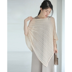 [A440] Áo LƯỚI len Montoghi dệt kim CHUI ĐẦU VẠT NHỌN phối choàng phong cách sang trọng - L2M (New)