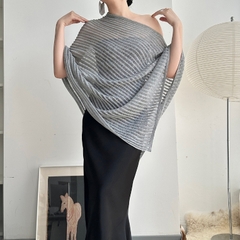 [A440] Áo LƯỚI len Montoghi dệt kim CHUI ĐẦU VẠT NHỌN phối choàng phong cách sang trọng - L2M (New)