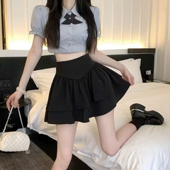 [Q088] Chân váy nữ dáng xòe 2 TẦNG PHỐI LƯNG NHỌN phối lưng THUN SAU có lót trong xinh xắn - L2M (New)