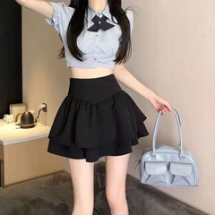 [Q088] Chân váy nữ dáng xòe 2 TẦNG PHỐI LƯNG NHỌN phối lưng THUN SAU có lót trong xinh xắn - L2M (New)