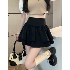 [Q088] Chân váy nữ dáng xòe 2 TẦNG PHỐI LƯNG NHỌN phối lưng THUN SAU có lót trong xinh xắn - L2M (New)