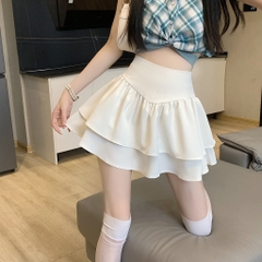 [Q088] Chân váy nữ dáng xòe 2 TẦNG PHỐI LƯNG NHỌN phối lưng THUN SAU có lót trong xinh xắn - L2M (New)