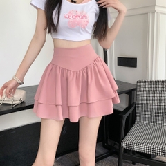 [Q088] Chân váy nữ dáng xòe 2 TẦNG PHỐI LƯNG NHỌN phối lưng THUN SAU có lót trong xinh xắn - L2M (New)