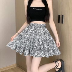 [Q089] Chân váy xòe PHỦ ĐẦY HOA LÁ ghép tầng có lót trong dáng ngắn xinh xắn - L2M