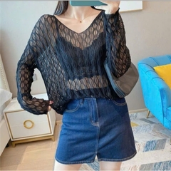 [A441] Áo len LƯỚI montoghi dệt kim MẮC XÍCH HÌNH ELIP form rộng mặc ngoài đi biển dễ phối đồ - L2M (New)