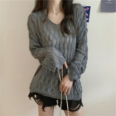 [A441] Áo len LƯỚI montoghi dệt kim MẮC XÍCH HÌNH ELIP form rộng mặc ngoài đi biển dễ phối đồ - L2M (New)