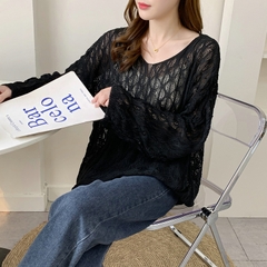 [A441] Áo len LƯỚI montoghi dệt kim MẮC XÍCH HÌNH ELIP form rộng mặc ngoài đi biển dễ phối đồ - L2M (New)