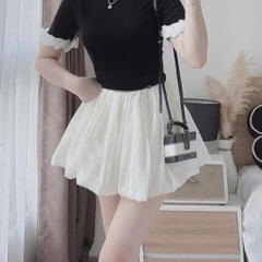 [A436] SET Áo XÔ REN kiểu nữ CỔ SEN PHỐI HOA sát nách phối VÁY BÍ TƠ sang chảnh xinh xắn - L2M (New)