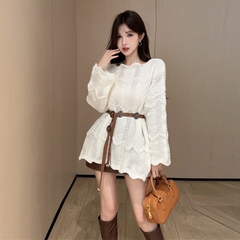 [A444] Áo len LƯỚI montoghi dệt kim VIỀN SÓNG LƯỢN quanh áo mặc ngoài đi biển dễ phối đồ - L2M