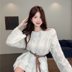 [A444] Áo len LƯỚI montoghi dệt kim VIỀN SÓNG LƯỢN quanh áo mặc ngoài đi biển dễ phối đồ - L2M