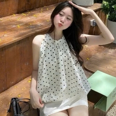 [A443] Áo kiểu nữ cổ yếm TRÒN DÁNG BÍ PHỒNG XÒE baby kiểu chấm bi xinh xắn hot trend - L2M