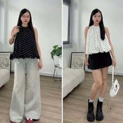 [A443] Áo kiểu nữ cổ yếm TRÒN DÁNG BÍ PHỒNG XÒE baby kiểu chấm bi xinh xắn hot trend - L2M