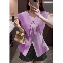 [A381] Áo thun kiểu nữ CỔ NHỌN CÀI KHUY CHUỒN CHUỒN borip xẻ tà co giãn 4 chiều tôn dáng - L2M (New)