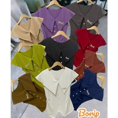 [A381] Áo thun kiểu nữ CỔ NHỌN CÀI KHUY CHUỒN CHUỒN borip xẻ tà co giãn 4 chiều tôn dáng - L2M (New)