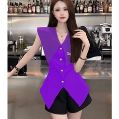 [A381] Áo thun kiểu nữ CỔ NHỌN CÀI KHUY CHUỒN CHUỒN borip xẻ tà co giãn 4 chiều tôn dáng - L2M (New)