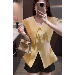 [A381] Áo thun kiểu nữ CỔ NHỌN CÀI KHUY CHUỒN CHUỒN borip xẻ tà co giãn 4 chiều tôn dáng - L2M (New)